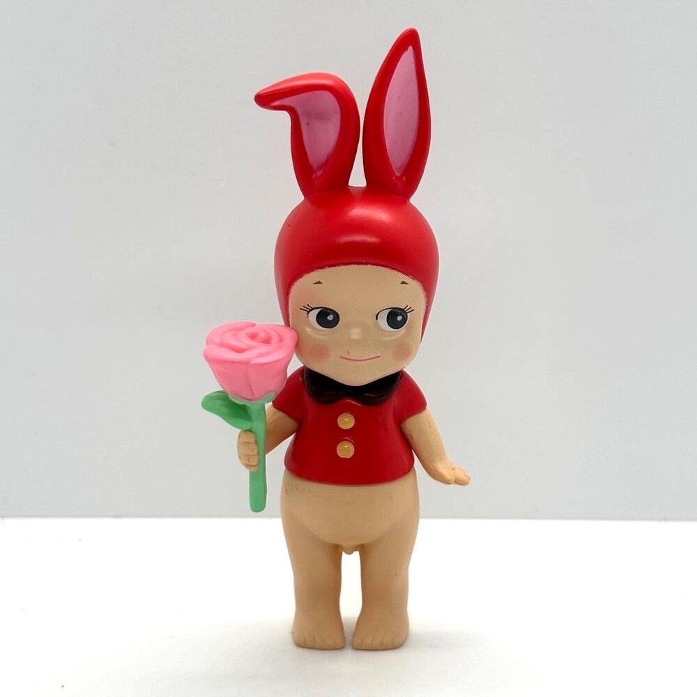 New Kewpie/Angel Collectible Mini Figure, Rabbit with Rose, Open Blind Box
